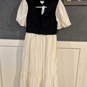 Cream and black dress